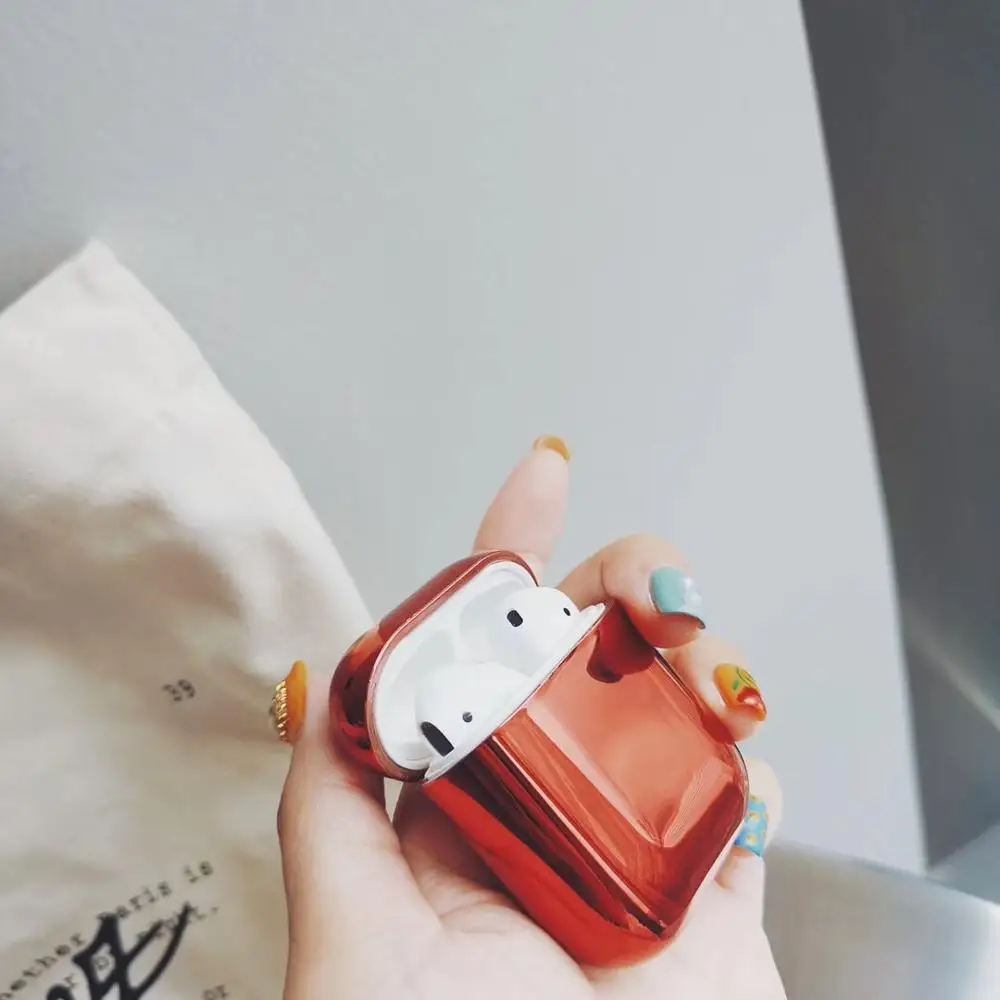 Airpods-Red С гальваническим покрытием жесткий корпус наушников оболочка для Apple Airpods Pro защитный чехол роскошный золотой ящик анти-падение Крышка для airpods 2 - Цвет: Airpods-Red
