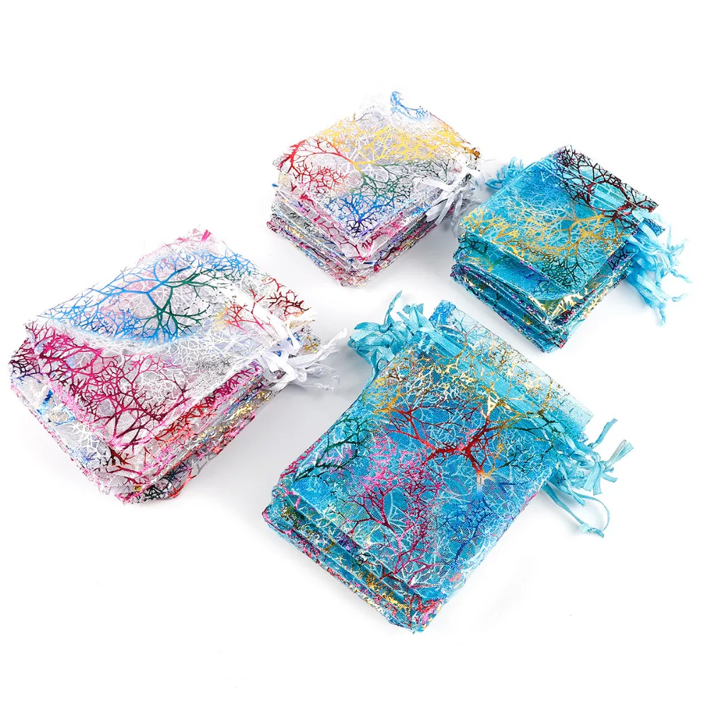 

New Arrival 20Pcs White&Colorful Drawstring Organza Bags Jewelry Packaging Bags Wedding Gift Bags Jewelry Pouches