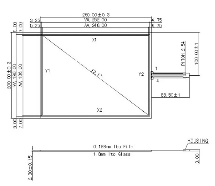 Экран сопротивления сенсорного экрана 12 1 дюйма подходит для дисплея