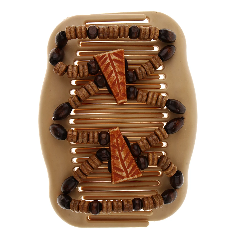 Женские Эластичные легкие волшебные деревянные бусины двойные гребни для волос