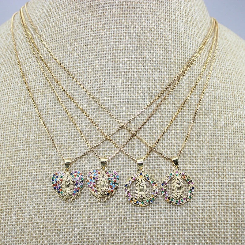 16 дюймов 10 шт./лот новый дизайн Радужное религиозное cz ожерелье кубический циркон