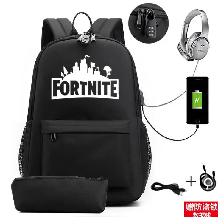 2 шт. FORTNITES зарядка через USB Для женщин рюкзак Водонепроницаемый путешествия