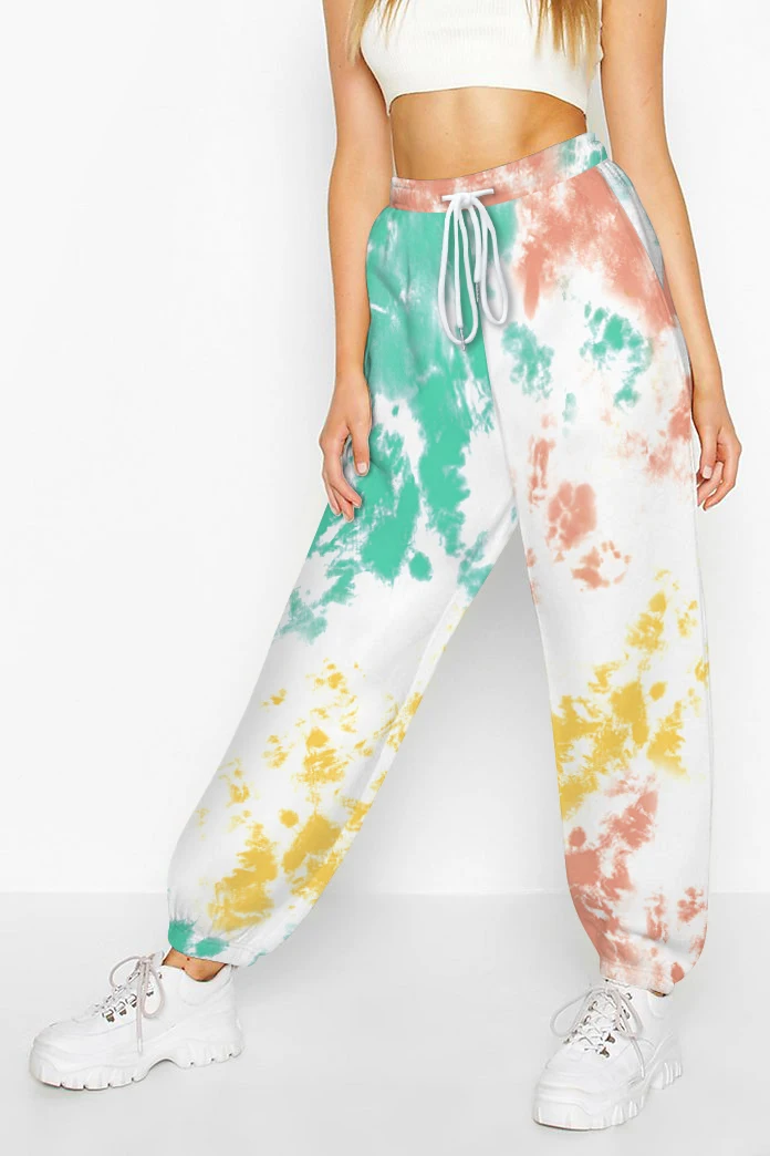 

2020 модные джоггеры с принтом Tie Dye, женские мешковатые спортивные повседневные брюки с высокой талией в стиле хип-хоп для бега и танцев, спорт...