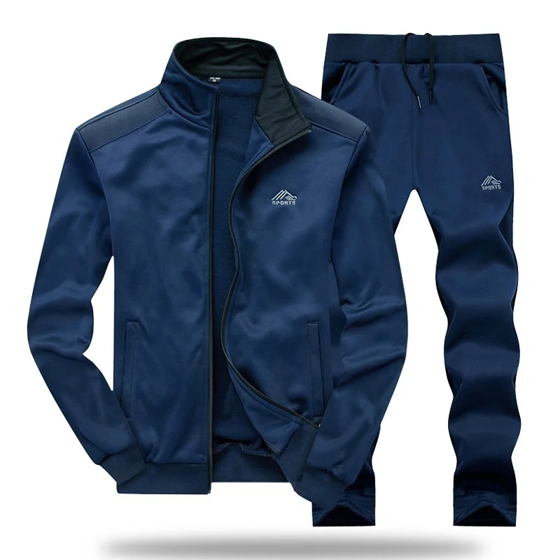 Spring Autumn Men Sports Set Zip Up Sweatshirt + Sweatpant Tracksuit Jogger Suits Clothing 2 Pieces Male Outfits | Мужская одежда