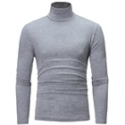 Мужской модный однотонный свитер с длинным рукавом и высоким воротником Топ 2021 футболка