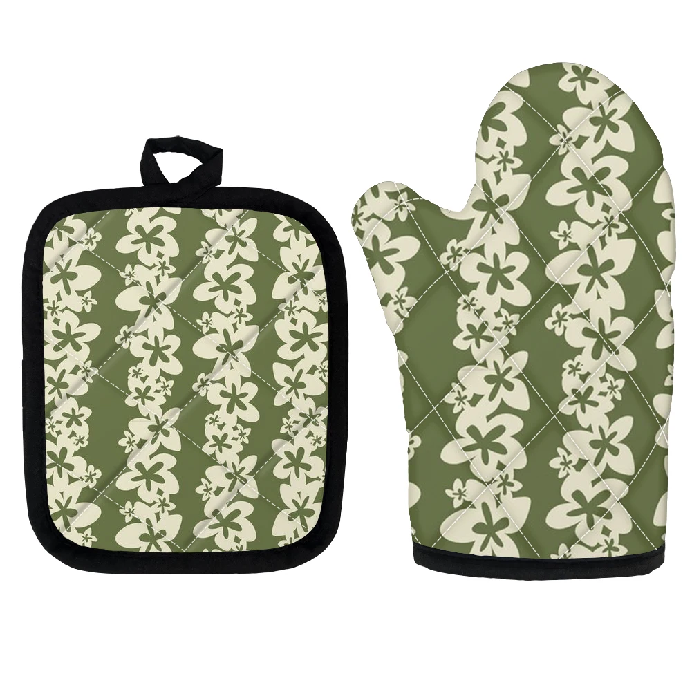 

Цветочный принт рукавица и прихват для микроволновой печи Набор из 2-х Кухня перчатки & пусковая площадка теплозащитное моющиеся прихватка ...