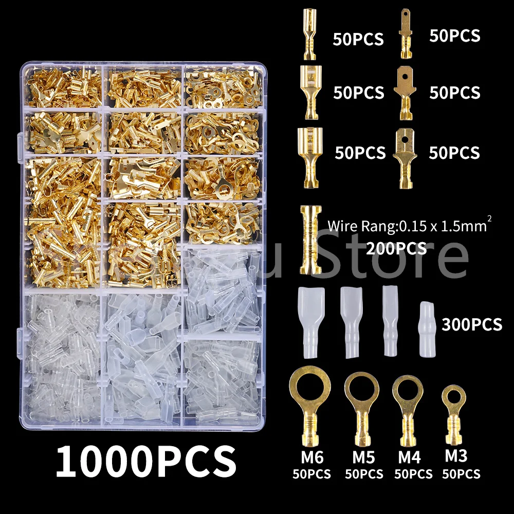 

2.8/4.8/6.3mm Spade Crimp Terminals Connector Universal Spring Plug Electrical Wire Connectors Crimping Terminals SN48B Kit