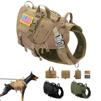 strong nylon dog harness tactical military pet vest harnesses with bag working dog training vests for medium large dogs