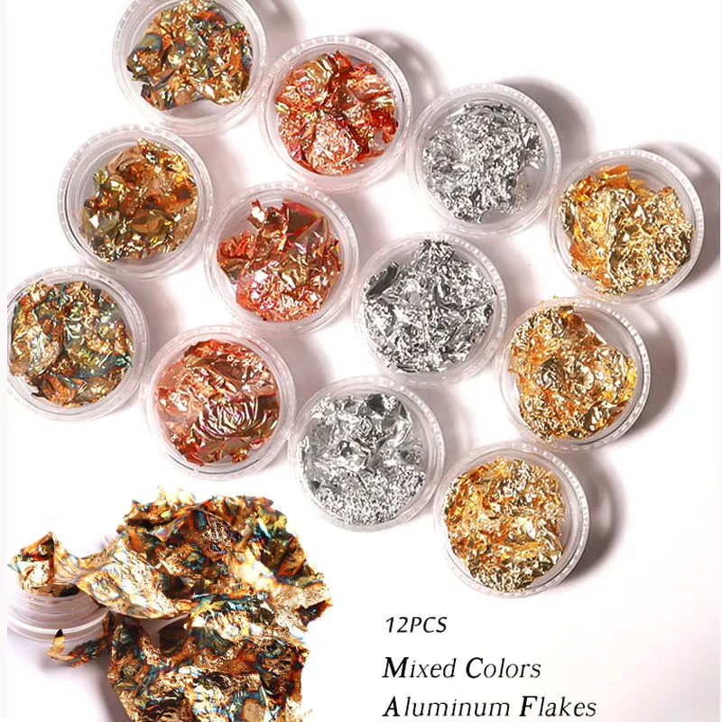 Нестандартная Золотая Серебряная медная фольга для ногтей бумажные блестки