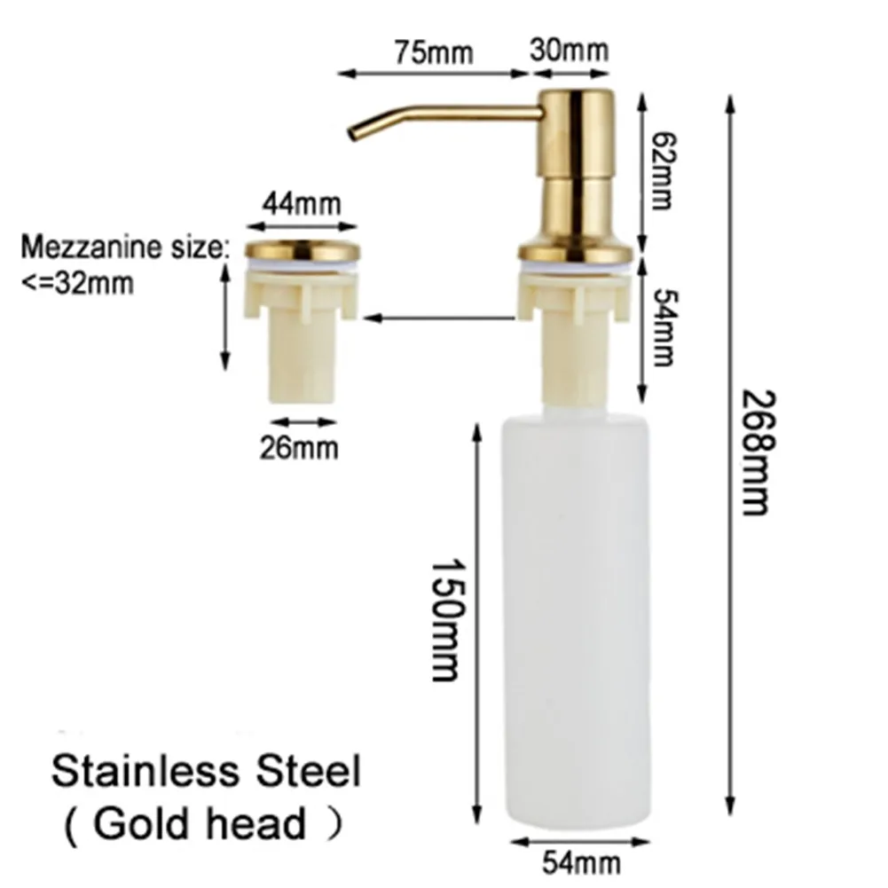 

300ML Kitchen Sink Soap Dispenser Black ABS Dispenser Detergent Liquid Soap Lotion Dispensers Stainless Steel Head Reusable Tool