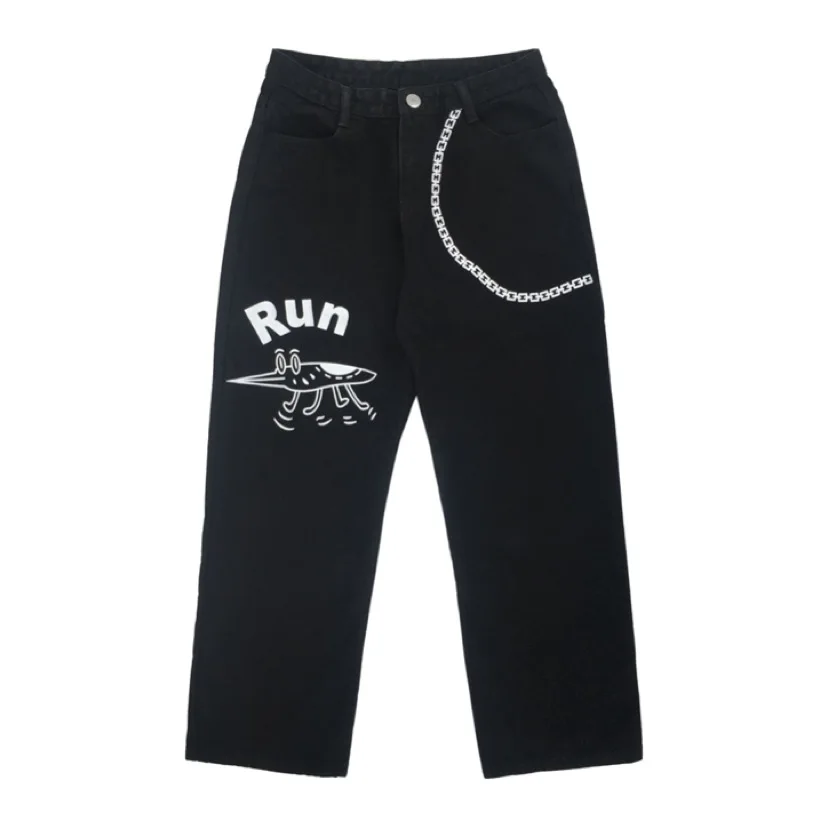 

New Spring Vintage Women Jeans Cartoon Street Loose Casual Retro Jeans Pants Female Hip Hop Trousers Unisex