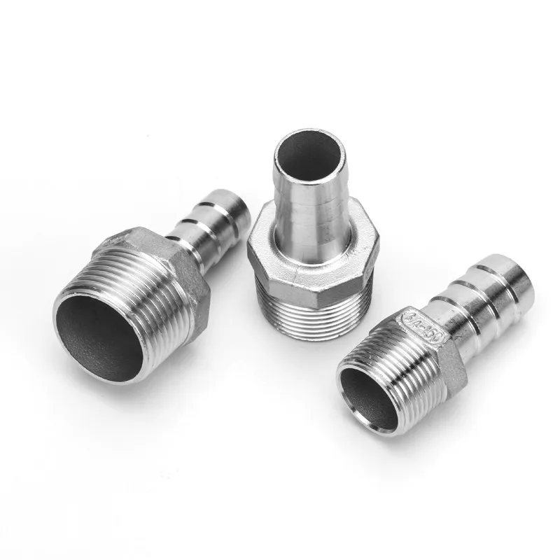 

2pcs Pipe Joints Gas Fittings 1/8" 1/4" 1/2" Hose Barb Tail 6mm 8mm 10mm BSP Male Connector Coupler Adapter 304 Stainless Steel