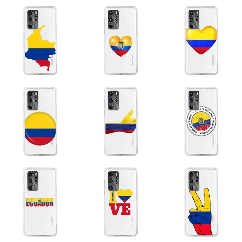 

Colombian flag Phone Case For Huawei P40 P30 P20 Mate Honor 10i 30 20 i 10 40 8x 9x Pro Lite Transparent Cover