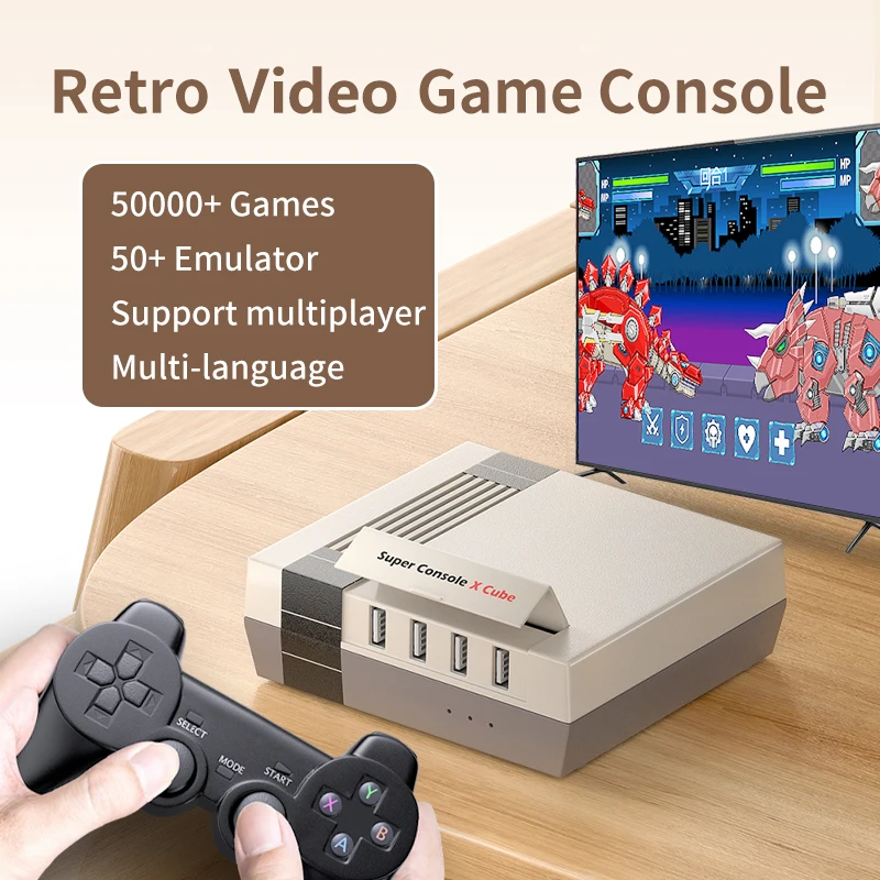 

HD Output New Retro Video Game Consoles Built-in 50000 Games For PSP/PS1/N64/SNES/NES Super Console X Cube Support Two Players