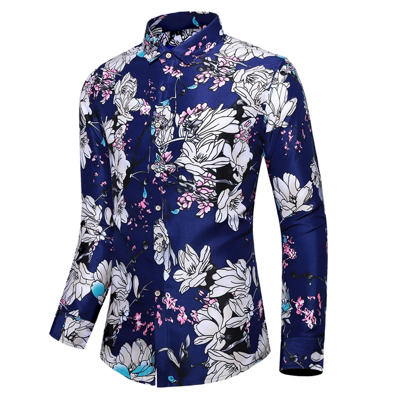 

Multi-color selection mens flower shirt long-sleeved size S-7XL, fashion casual shirt autumn new mens shirts