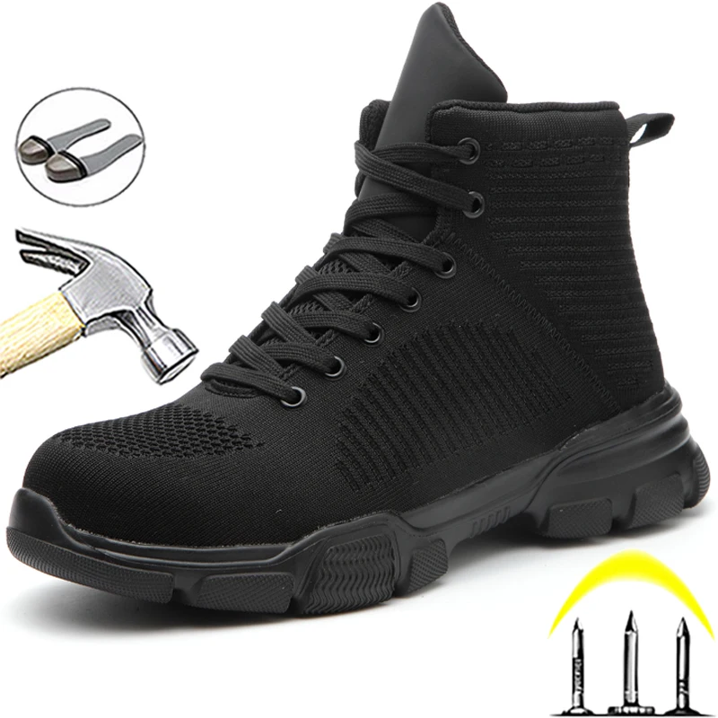 Lightweight Work & Safety Boots With Steel Toe Cap Work Shoes Indestructible Safety Shoes Men Puncture-Proof Men Work Boots