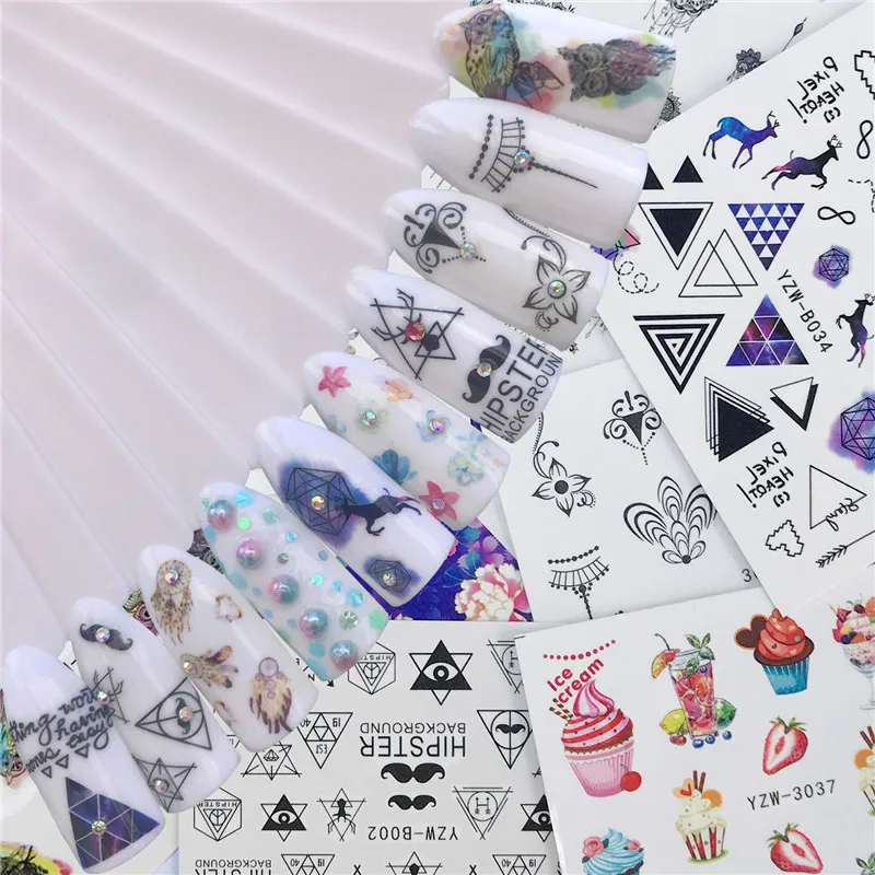 10 шт стикер для дизайна ногтей геометрический космический цветок растение