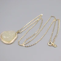 real 925 silver pendant for women female natural hetian jade zircon shine bless buddha yellow silver necklace 40 45cml