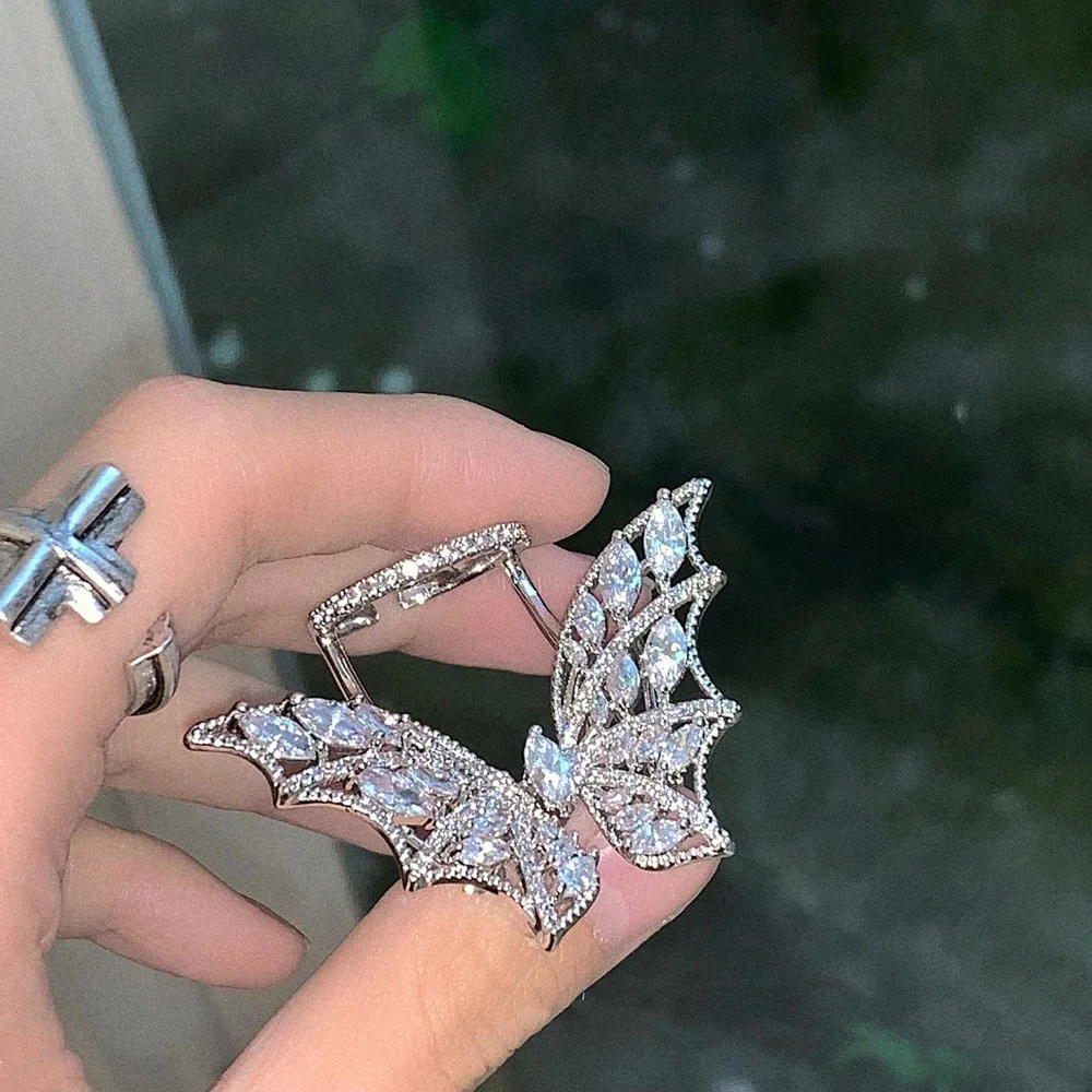 Женское кольцо в форме бабочки hiневесты регулируемое уникального дизайна с