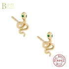 BOAKO 925 стерлингового серебра серьги-гвоздики в виде змеи для женщин зеленый циркон серьги Роскошные Змея серьги, хорошее ювелирное изделие, модные серьги в форме