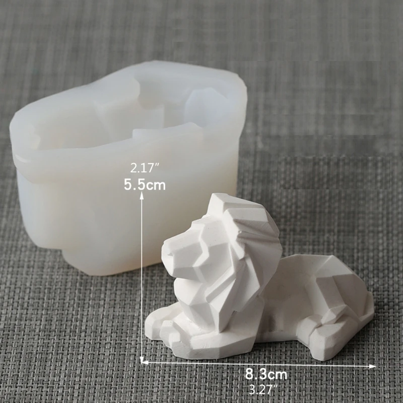 

DIY Geometric 3D Lion Resin Casting Silicone Mold 3D Animal Beast Lion Silicone Epoxy Resin Soap Casting Mold Art Crafts