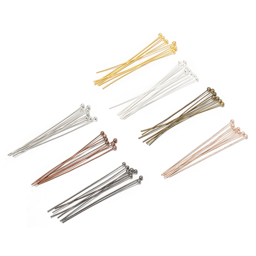 

200pcs/lot 20/25/30/40/50mm(24 gauge) 6 colors Gold Plated Metal Ball Head Pins For DIY Jewelry Beaded Accessories Findings