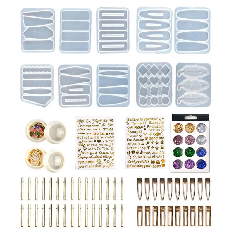 

1 Set Resin Crystal Epoxy Hair Clip Mold Hairpin Casting Silicone Mould DIY Crafts Jewelry Making Tools