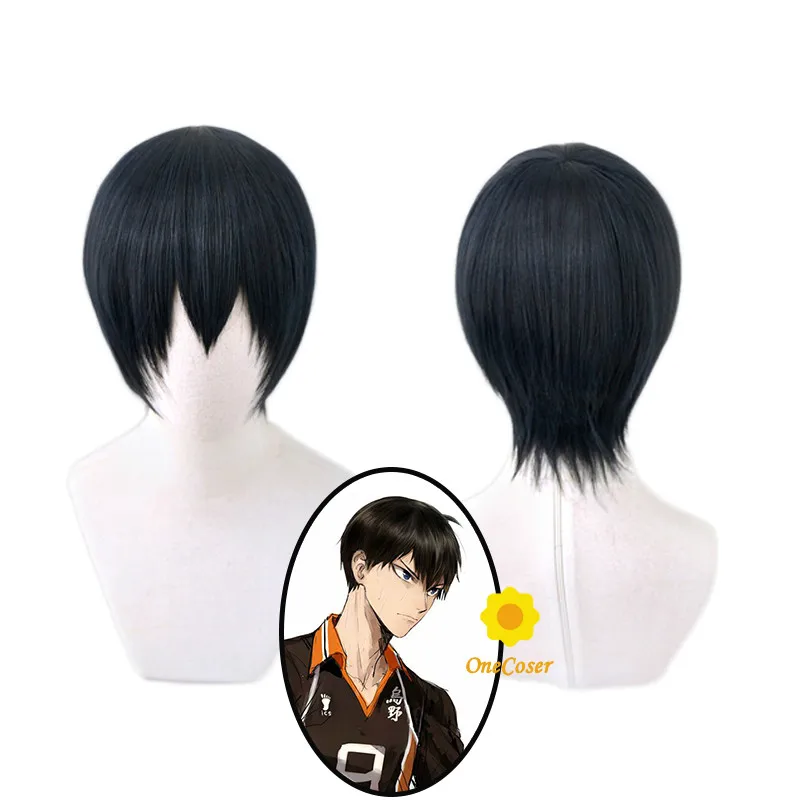 Аниме Haikyuu! Kageyama Tobio Косплей короткий черный темно-синий парик Haikyu термостойкие
