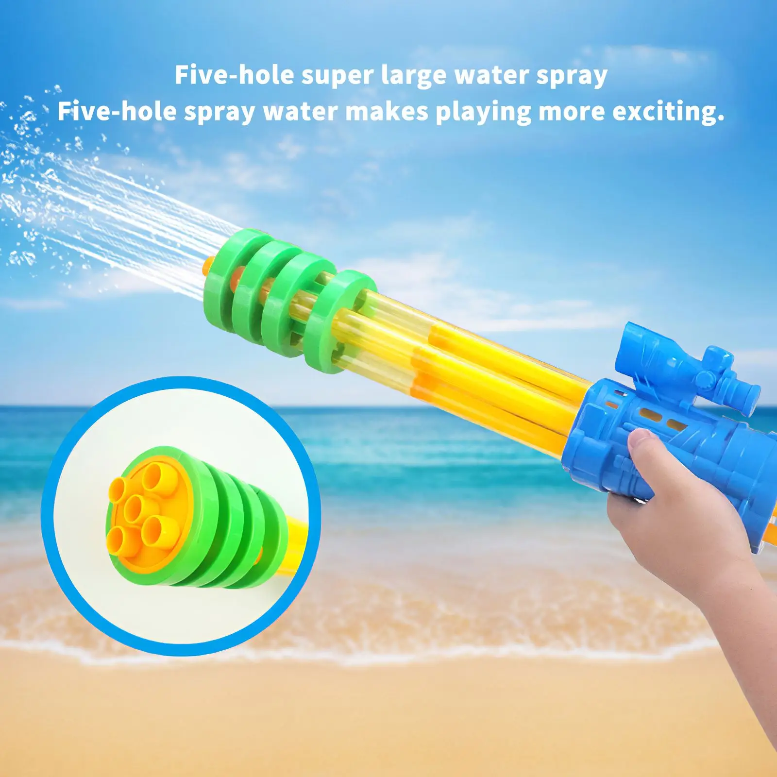 

Funny Plastic Water Blaster Soaker Gun Toys Portable Gatling Pull Gun Capacity Outdoor Swimming Pool Fighting Party Kids Adult