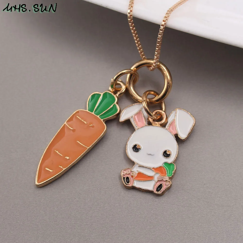 MHS.SUN новинка милый кролик/кот ожерелье с кулоном для детей девочек Мультяшные