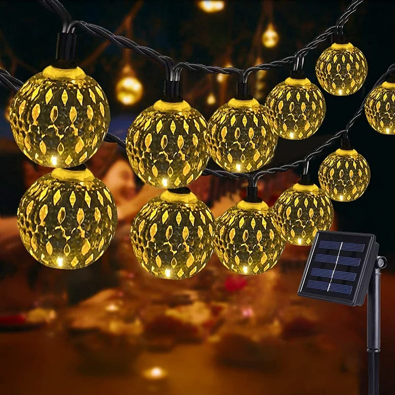 

New 1Pcs Solar Moroccan String Lights Outdoor 7M 50 LED String Lights Outdoor For Garden,Patio,Yard,House,Christmas,Party