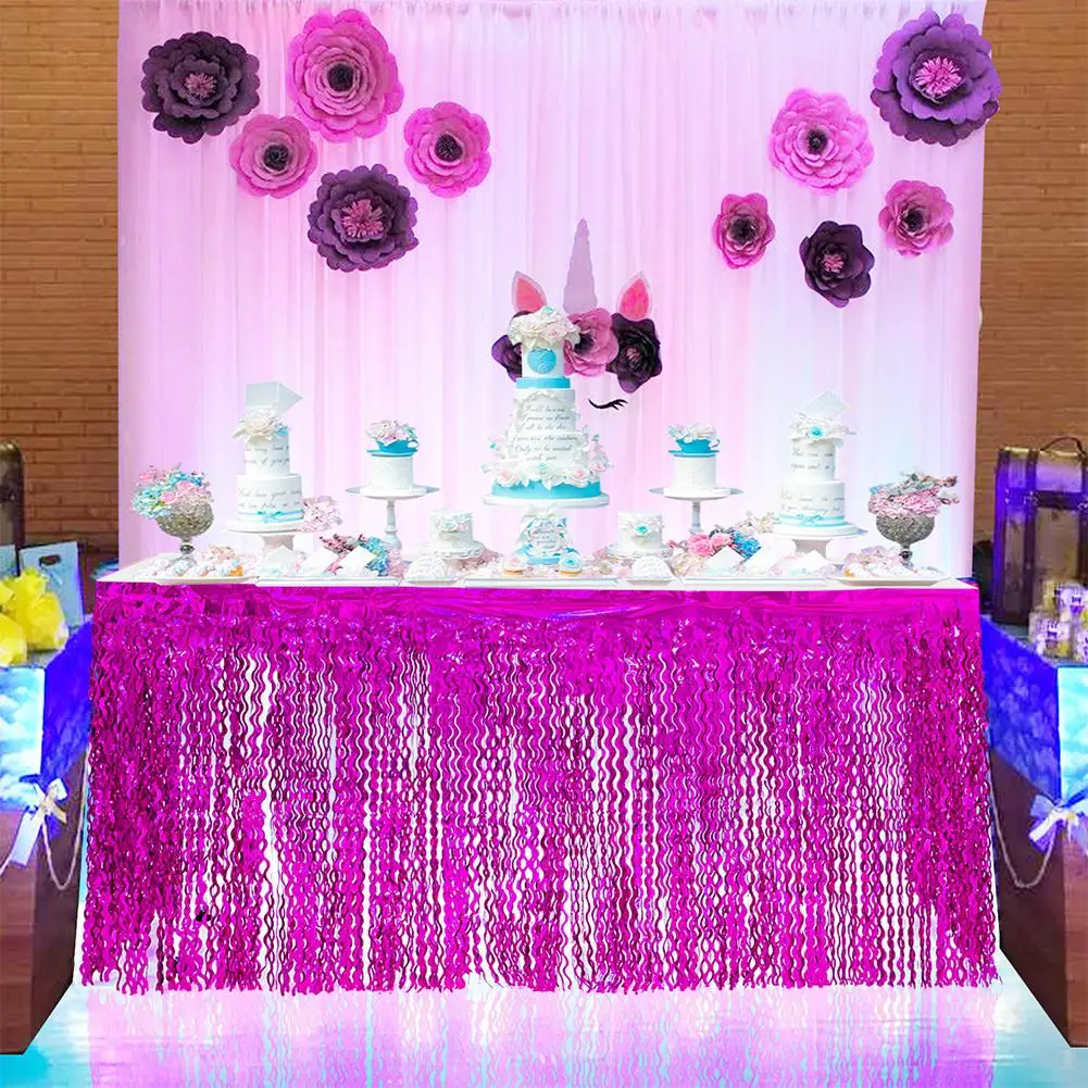 TPFOCUS Multicolor Glitter Spiral Tassel Curtains Bridal Shower Table Skirt for Wedding Birthday Baby Shower Party Decoration