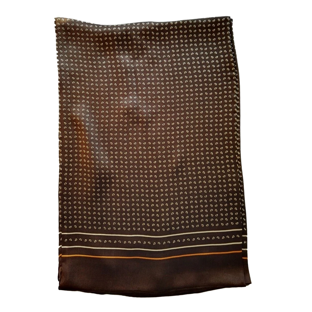 Элегантный мужской 100% шелковый шарф винтажный двухслойный шейный платок синий