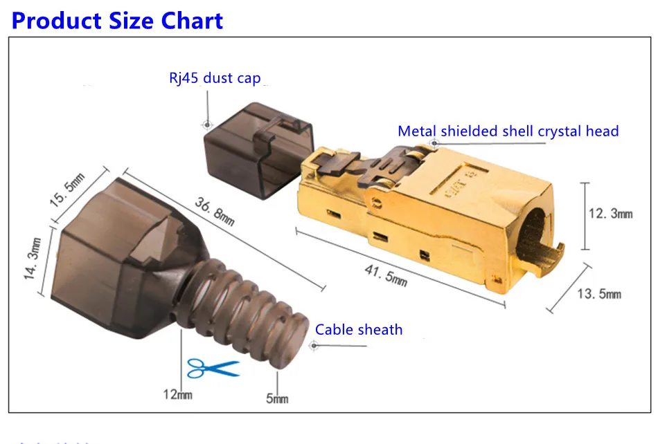 Cat6A Cat7 Cat8 Rj45 разъем Ethernet адаптер без инструментов обжимной экранированный Кристалл головка 8P8C сетевой Ethernet кабель Разъем