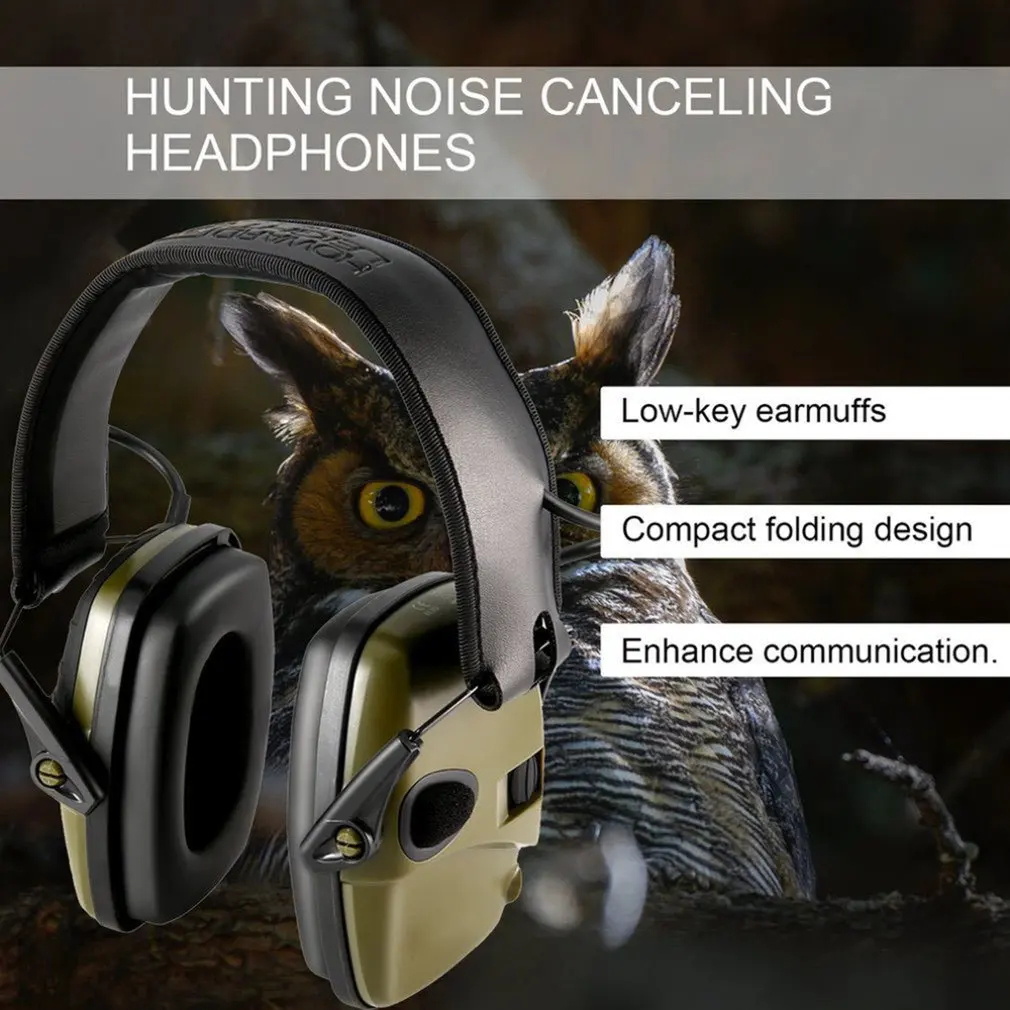 

Tactical Electronic Earmuff for Hunting shooting headphones With Compact Folding Design Built-in Directional Microphones