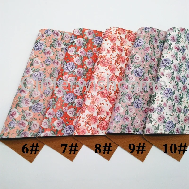 Блестящий виниловый чехол для бантов 21x29 см A4 с цветочным принтом из