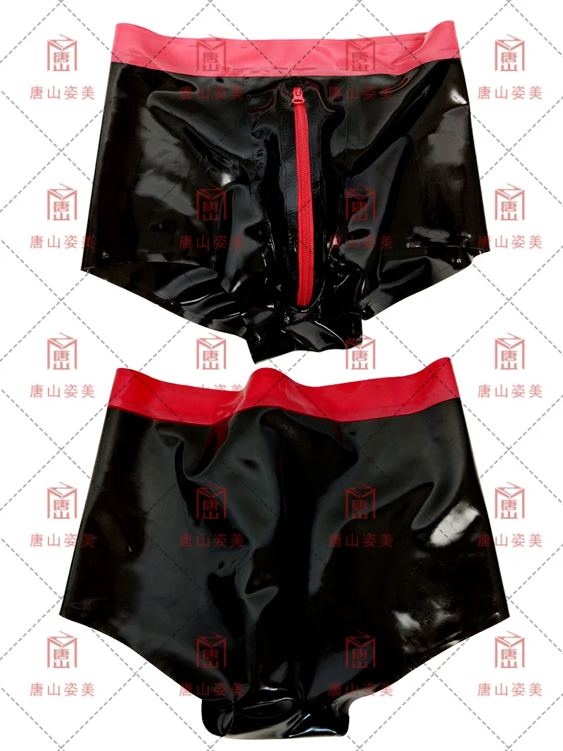 Мужские латексные боксеры черное латексное нижнее белье с застежкой-молнией