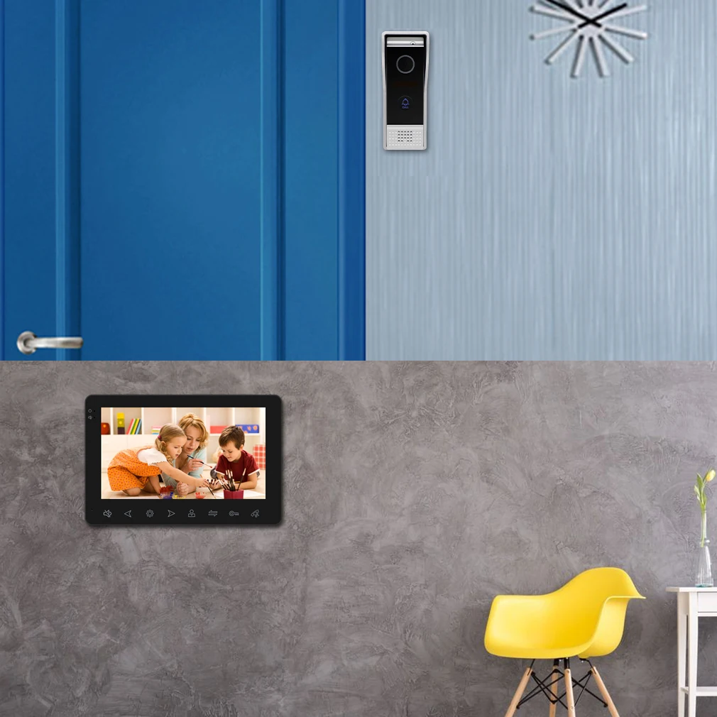 Joytimer Home Video Intercom For Apartment Door Phone 7&quot Monitor 1200TVL Doorbell Camera with Motion Detection Auto Record |