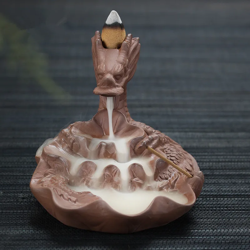 Курильница из фиолетовой глины с обратным потоком креативный домашний декор