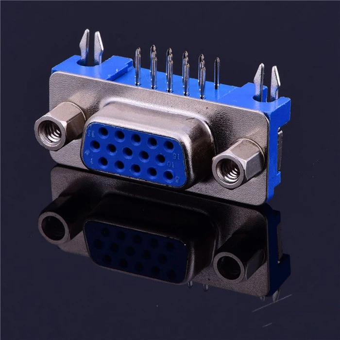 200 шт. DB15 DR15 3 ряда синий параллельный порт 15 Pin D Sub Female Way PCB 90 градусов Разъем