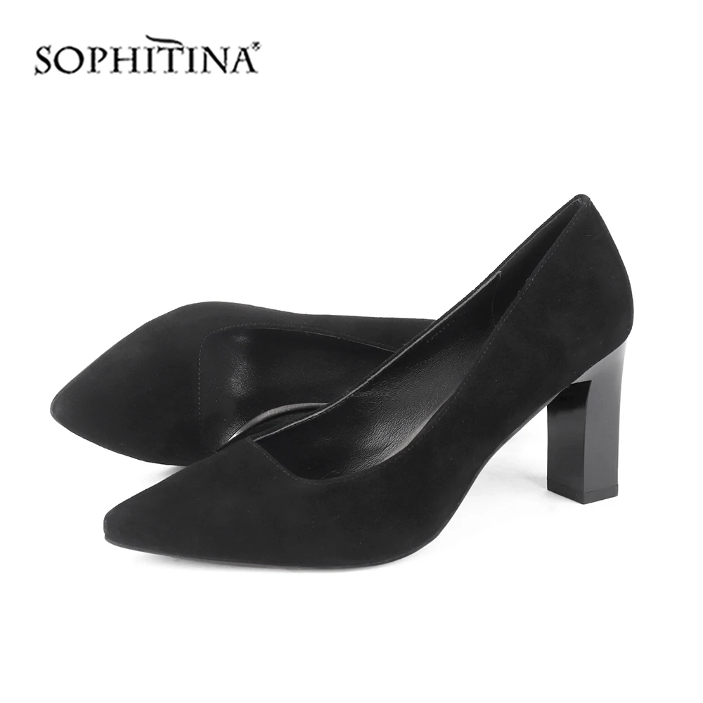 Женские туфли лодочки SOPHITINA однотонные элегантные замшевые на квадратном