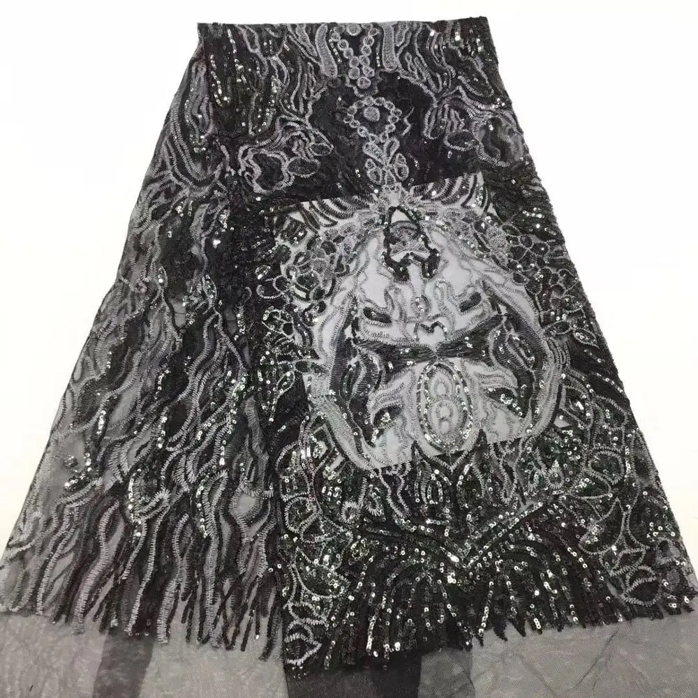 

Latest Party Tulle Lace Material French Net Lace Fabric With Sequins For Evening Dress PAN317(5Yards/Lot)