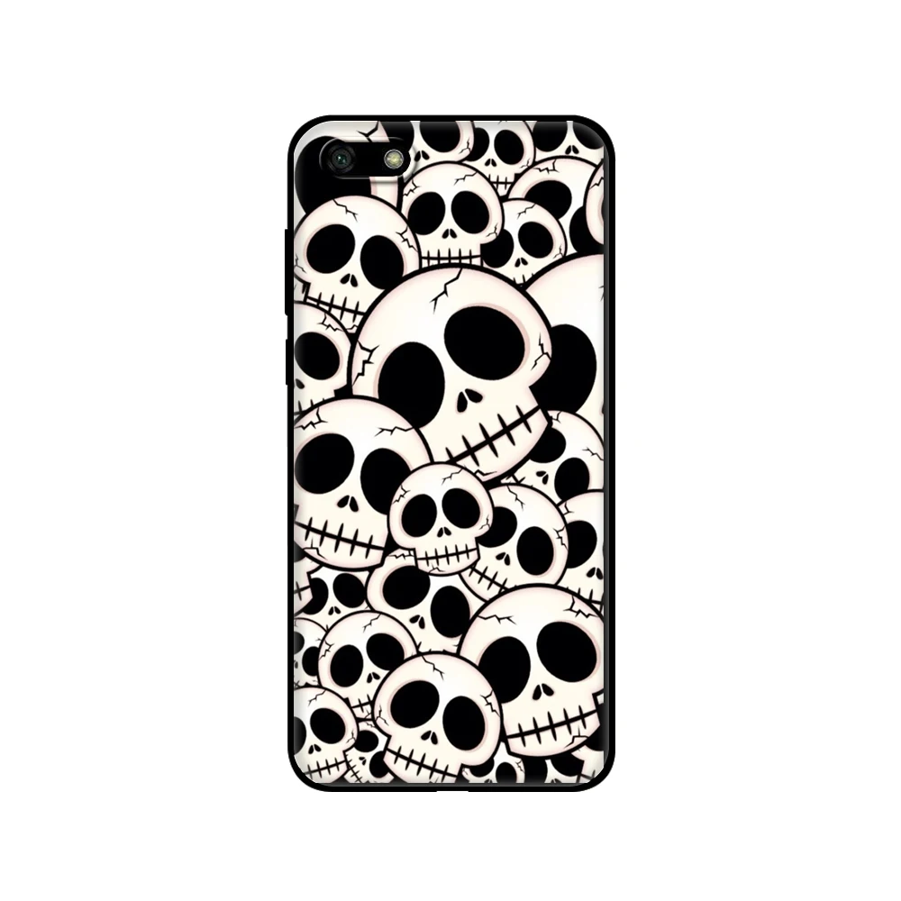 Black tpu Case For Huawei Honor 20 Lite 10 10i 20S 30S 30 7A 5.45 7s 7C 5.7 Cover Funny skull skeleton |