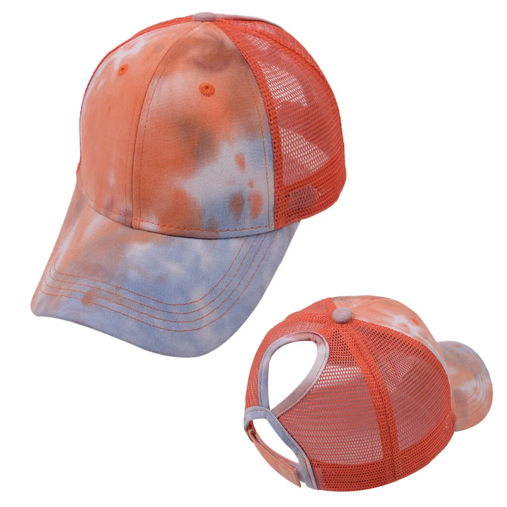 

Tie Dye Baseball Caps Women Ladies Snapback Hip Hop Girls Casual Sun Visor Curved Mesh Breathable Casquette Bone Adjustable Hats
