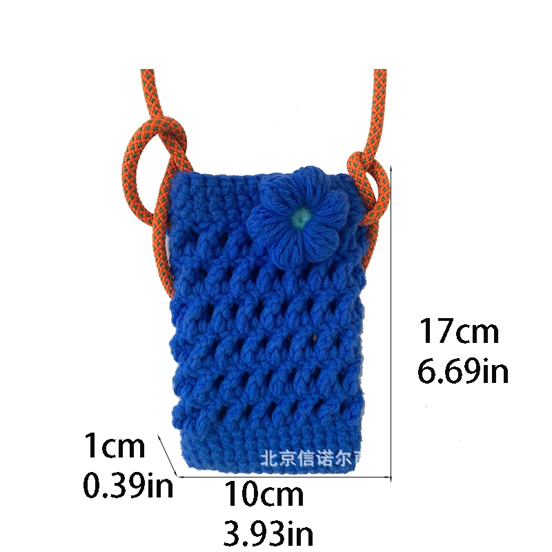 

Women Retro Hollow Handmade Woolen Woven Bag Mini Flower Shoulder Bag Fashion Casual Small Phone Bags Lady Cute Crossbody Bags