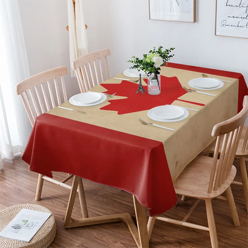 

Винтажные текстурные скатерти с канадским флагом, водонепроницаемые кухонные принадлежности, кофейный столик для гостиной, домашний декор...