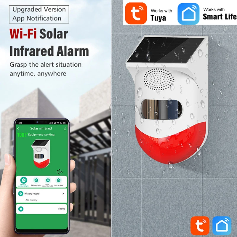 

Tuya WiFi Solar Infrared Alarm Wireless App Control Outdoor Motion Detector IP67 Waterproof Smart PIR Sensor Home Security
