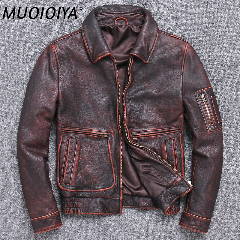 

Vintage Mens Genuine Leather Jackets Coats Motorcycle Real Cow Autumn Winter Outerwear jaqueta masculino couro Plus Size 5XL