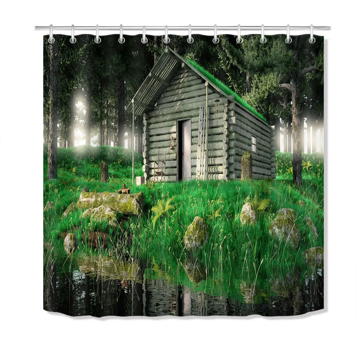 Лесные деревья деревенские деревянные хижины душевые занавески набор