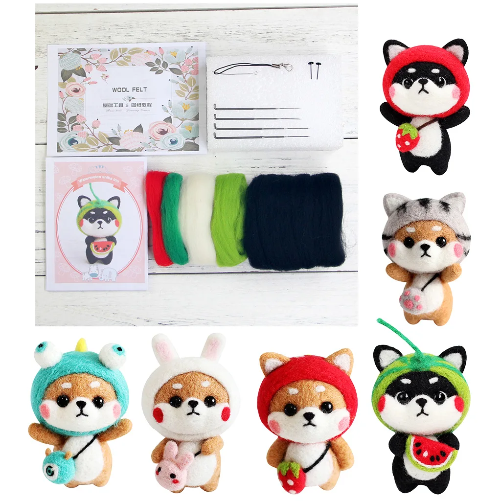 Прекрасный набор для валяния игл Шиба ину принадлежности рукоделия с базовыми